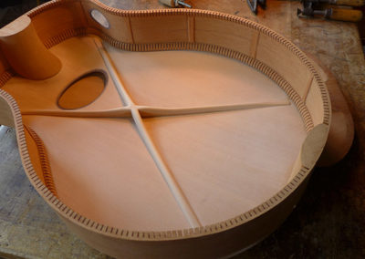 Sculptural interior of the guitar body