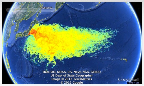 Map -Contaminated Water flow from Fukushima explosion